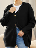Female Versatile Trendy V-neck Solid Color Knitted Sweater