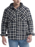 Men's Winter Warm Fleece Lined Thick Cotton Plaid Hooded Outwear