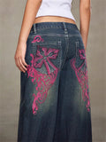 Women's Street Retro Y2K Style Embroidery Baggy Denim Pants