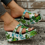 Floral Embroidery Wedge Heel Fashion Slippers for Lady