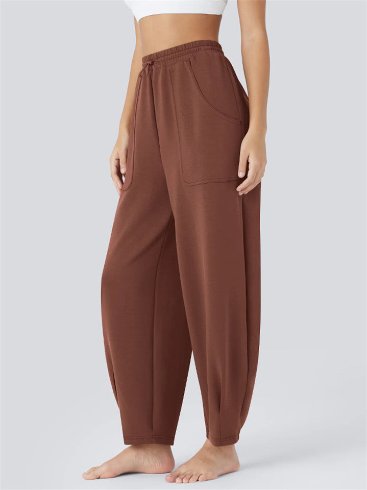 Women's Comfy Solid Color Pockets Drawstring Pants