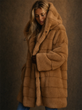 Women Warm Oversized Tiered Faux Fur Hooded Winter Coats