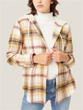 Casual Plaid Button Up All Match Hoodies for Women