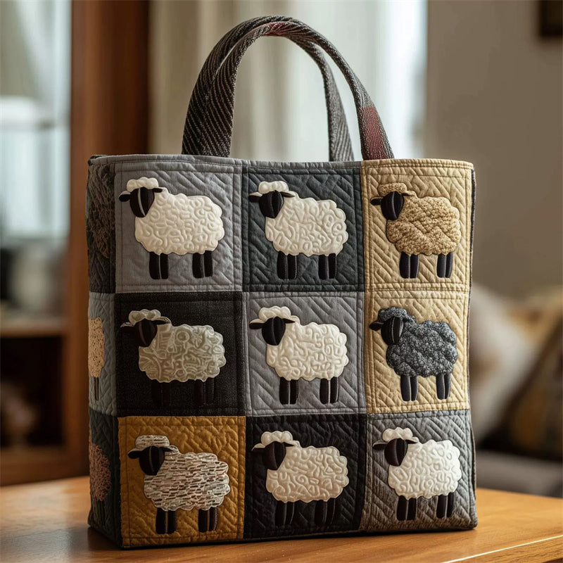 Cute Simple Sheep Pattern Patchwork Quilted Tote Bag