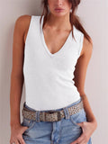 Women's Solid Color Pullover Slim Sleeveless T-Shirt