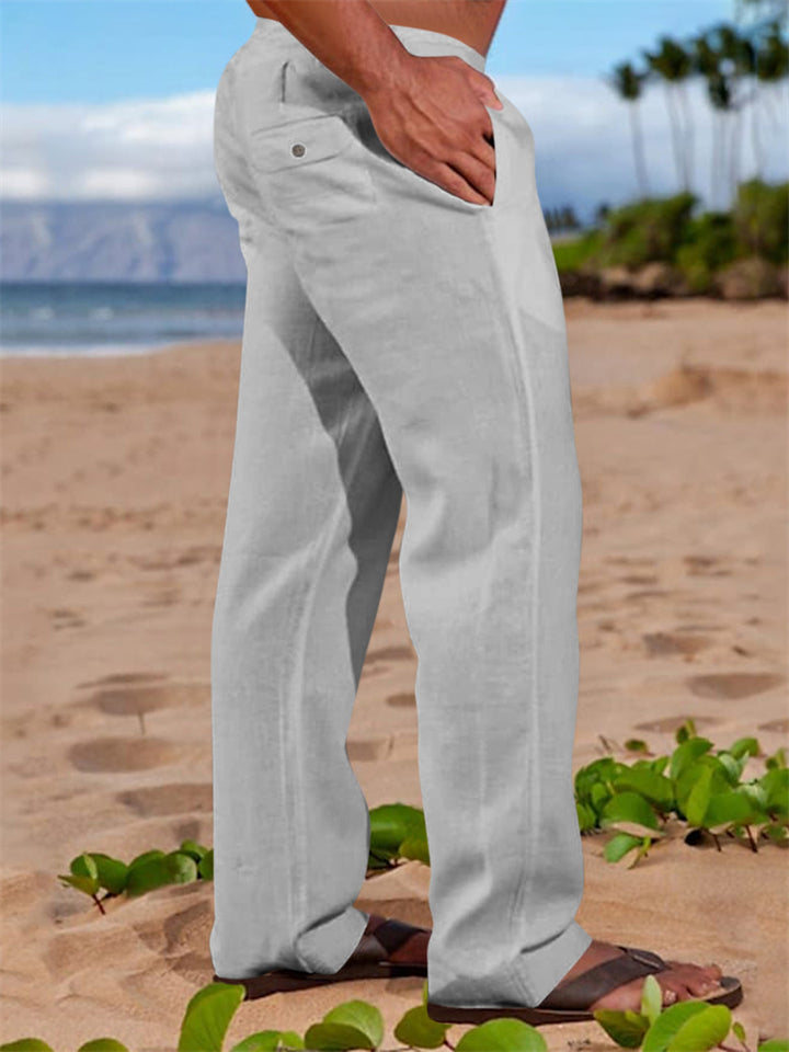 Summer Popular Male Straight Leg Mid Waist Casual Pants