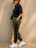 Women Cargo Zip Up Short Sleeve Shirt and Jogger Pants Set