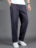 Simple Casual Slim Fit Casual Elastic Waist Cargo Trousers for Men