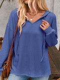 Women's Solid Color Stripe Casual Knitted Hoodie