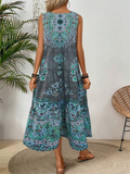 Women's Summer Retro Holiday Style Printed Sleeveless Tank Dress