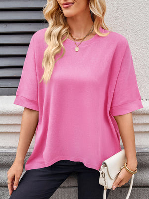 Women's Loose Solid Color Round Neck Short Sleeve T-Shirt