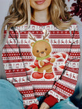 Women's Lovely Christmas Cartoon Print Round Neck Sweatshirt