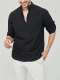 Male Casual Loose Fit Pocket Henley Shirts