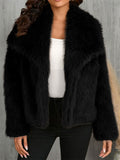 Women's Trendy Winter Solid Color Lapel Faux Fur Coats