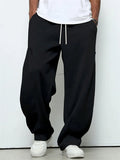 Men's Cozy Loose Fit Straight Leg Casual Sports Pants with Drawstring