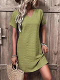 Female V Neck Comfort Slim Fit Short Sleeve Dresses