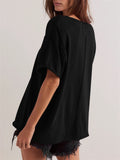 Women's Summer Casual Solid Color Round Neck Short Sleeve T-Shirt