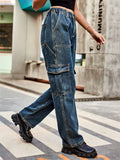 Super Cool Women's Street Denim Cargo Pants with Multi Pockets