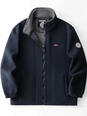 Men's Thicken Solid Color Patch Casual Zip Up Plus Size Fleece Coats