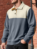 Men's Autumn Casual Contact Color Corduroy Quarter Button Pullover Sweatshirts