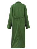 Elegant Suit Collar Long Sleeve Woolen Overcoat for Women