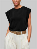 Female Casual Oversized Round Neck Sleeveless Shirt