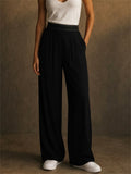 Womens High Waisted Wide Leg Elastic Waist Work Sporty Pants