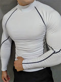 Men's High Neck Tight Fit Long Sleeve Quick Dry Fitness Shirts