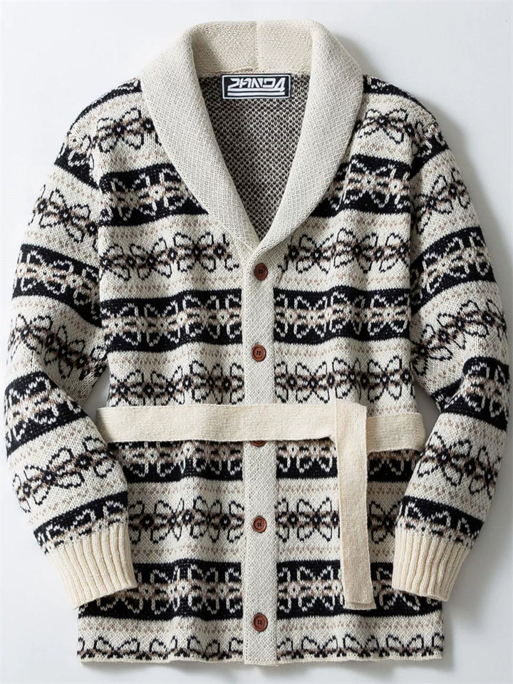 Men's Casual Autumn Jacquard Button Up Cardigan Sweaters