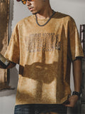 Men's Paisley Letter Printed Crew Neck Shirts
