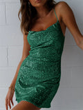 Women's Sexy Spaghetti Strap Sequin Metallic Dress