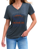 Women's PLEASE BE PATIENT Letter Print V Neck Short Sleeve Shirts