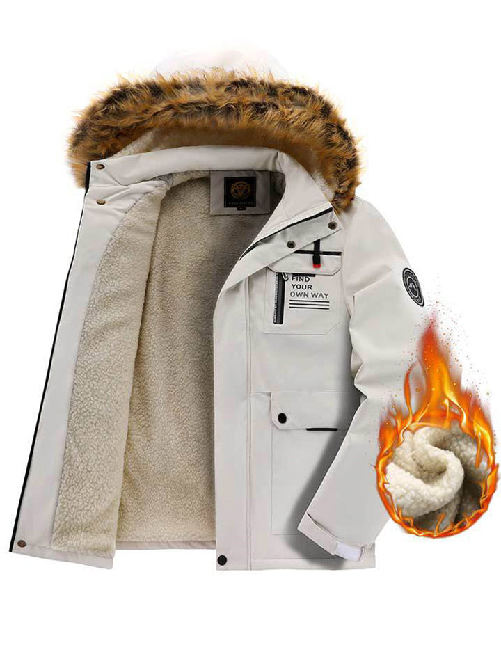 Cold Winter Thicken Super Warm Plush Detachable Hood Male Coats