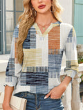 Women's Casual Print 3/4 Sleeve V Neck Shirts
