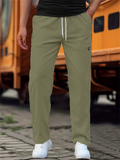 Men's Comfortable Textured Casual Regular Fit Straight Leg Pants