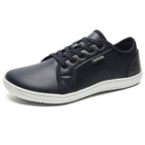 Men's Casual Faux Leather Solid Color Lace Up Low Top Flats Shoes