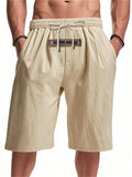 Men's Solid Color Casual Drawstring Beach Shorts