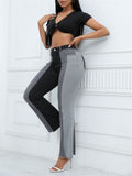 Ladies Fashionable Washed Splicing Skinny Stretchy Jeans