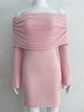 Women's Sexy Holiday Beach Style Hollow Sabrina Neckline MIni Dress