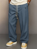 Men's Casual Urban Style Solid Color Comfy Drawstring Straight Pants
