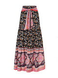 Bohemian Vintage Floral Pleated Long Skirt for Women