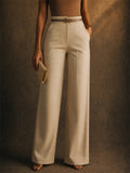 Women Wide Leg Pants High Waist Office Trousers with Pockets