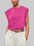 Female Casual Oversized Round Neck Sleeveless Shirt