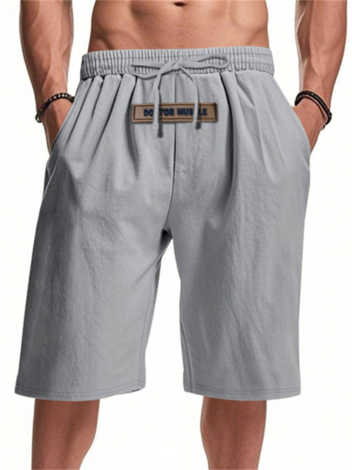 Men's Solid Color Casual Drawstring Beach Shorts