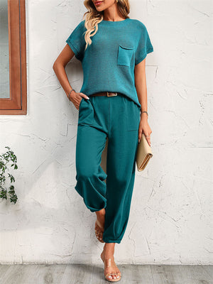 Women's Vacation Short Sleeve Loose Shirt + Summer Pants