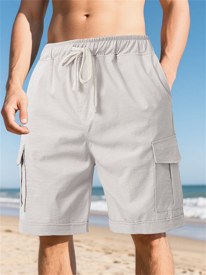 Men's Casual Drawstring Pocket Cargo Shorts