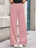 C‌omfy Elastic Waist Pleated Drape Wide Leg Pants for Women‌