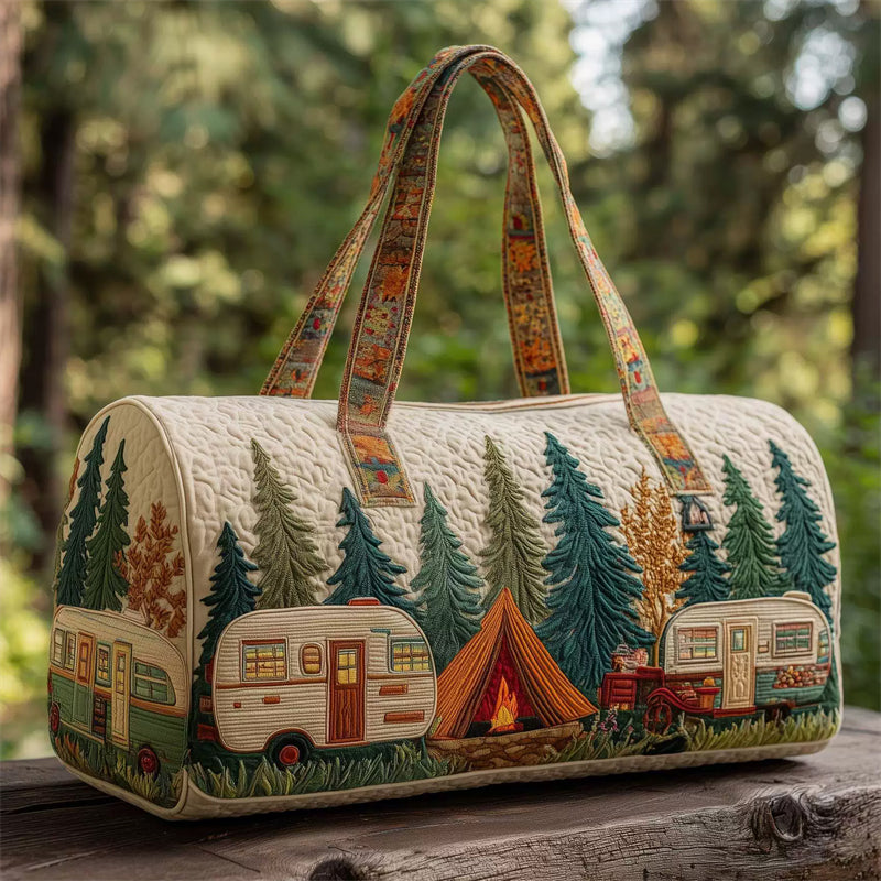 Camping Theme Quilted Duffle Bag for Women