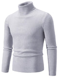 Men's Soft Simple Slim Fit High Neck Ribbed Knit Sweaters