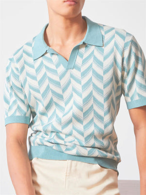 Sky Blue Short Sleeve Casual Polo Shirt for Men